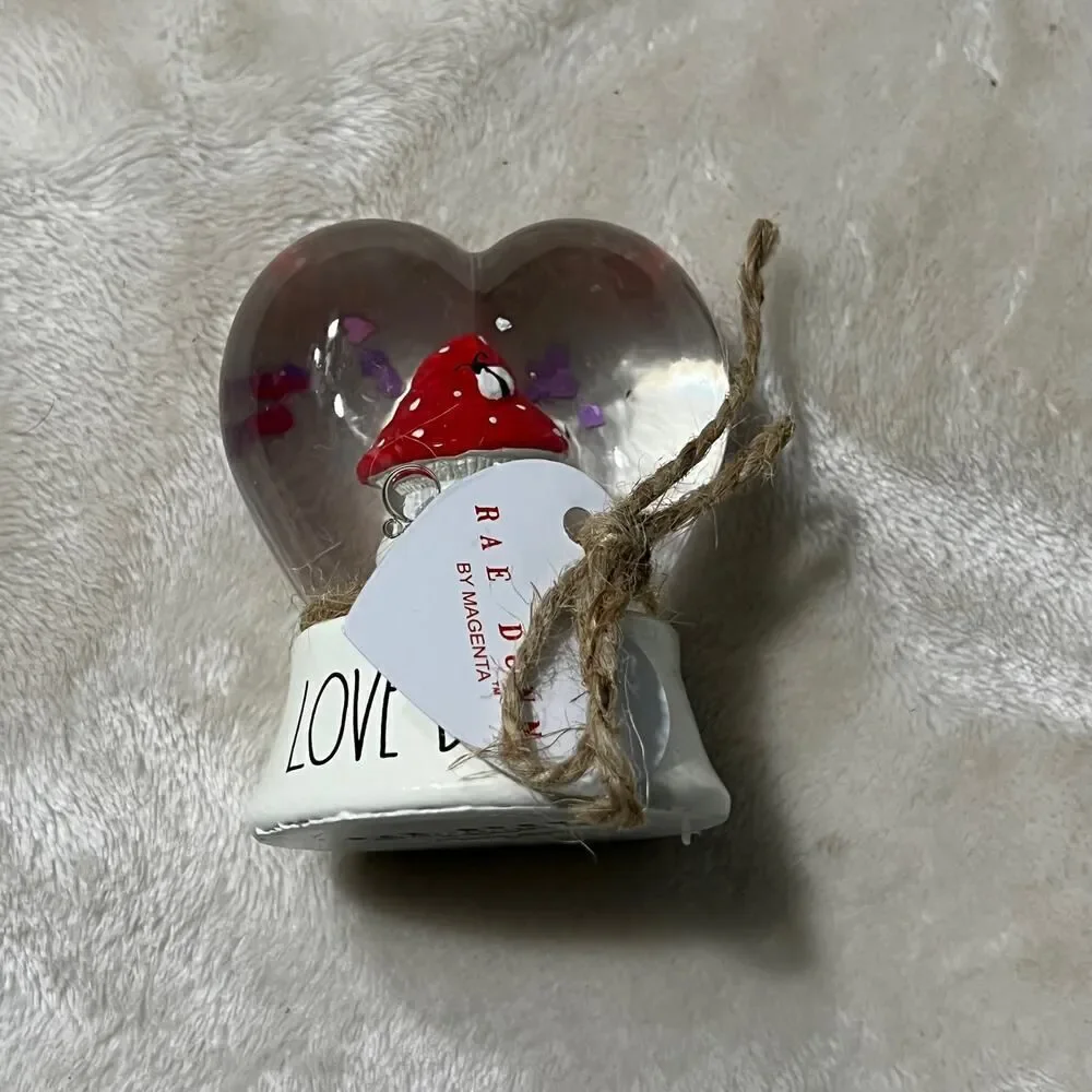 Rae Dunn White Red Love Bug Snow Globe Heart Shaped Valentine's Day NEW IN BOX